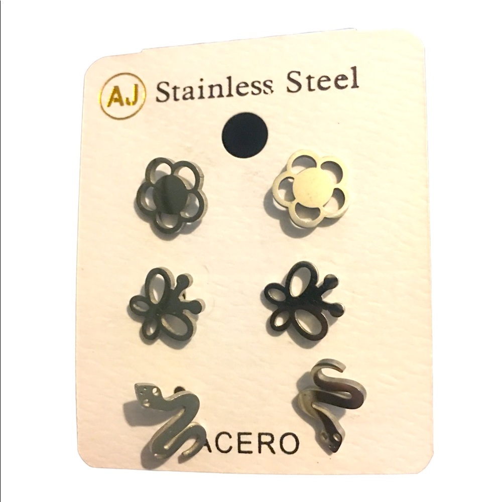 Flower 🌸 earrings, Butterfly 🦋 earrings and snake 🐍 earrings